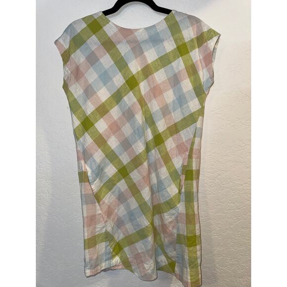 EUC Peyton & Parker Linen Plaid Button Dress Multicolor Size S - Picture 3 of 12